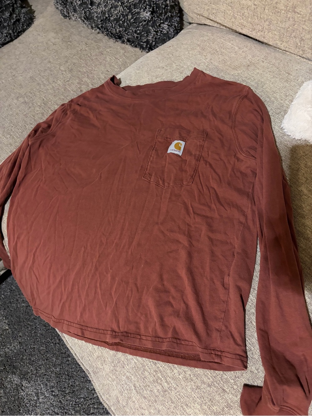 Carhartt Long-Sleeve Pocket Tee — Rust
